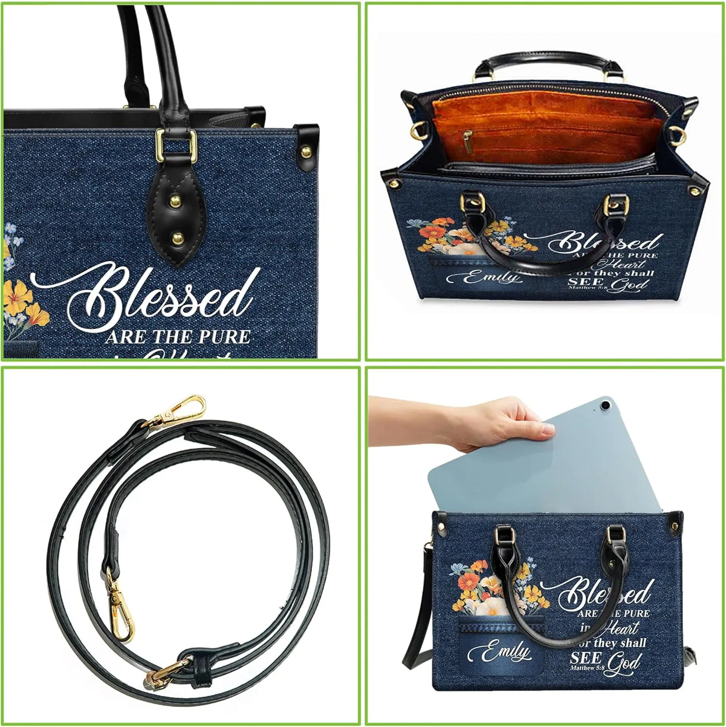 Personalized Leather Handbag for Women, Custom Name Church Bags, Christian Gifts for God Lovers, Ideal for Mother’s Day Gifts