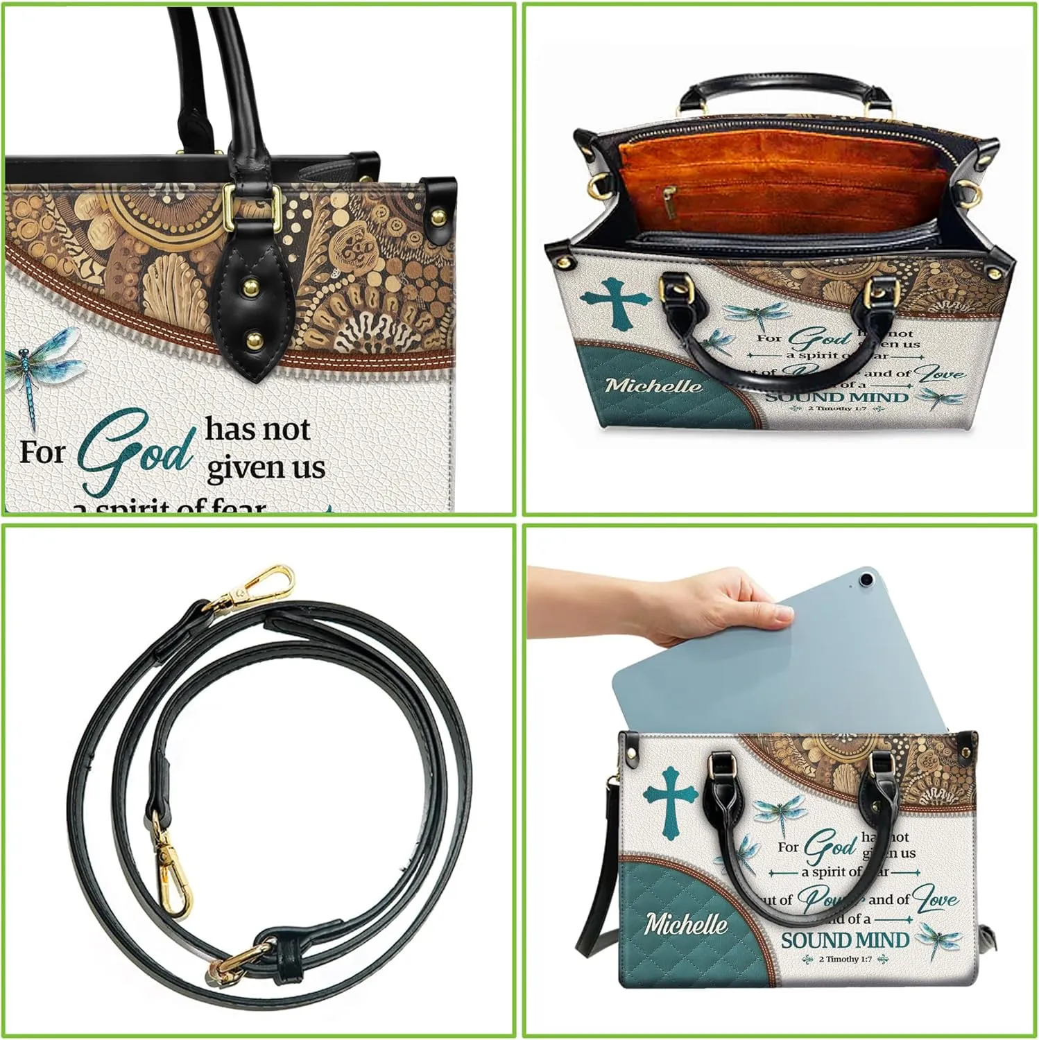 Personalized Leather Handbag for Women, Custom Name Church Bags, Christian Gifts for God Lovers, Ideal for Mother’s Day Gifts