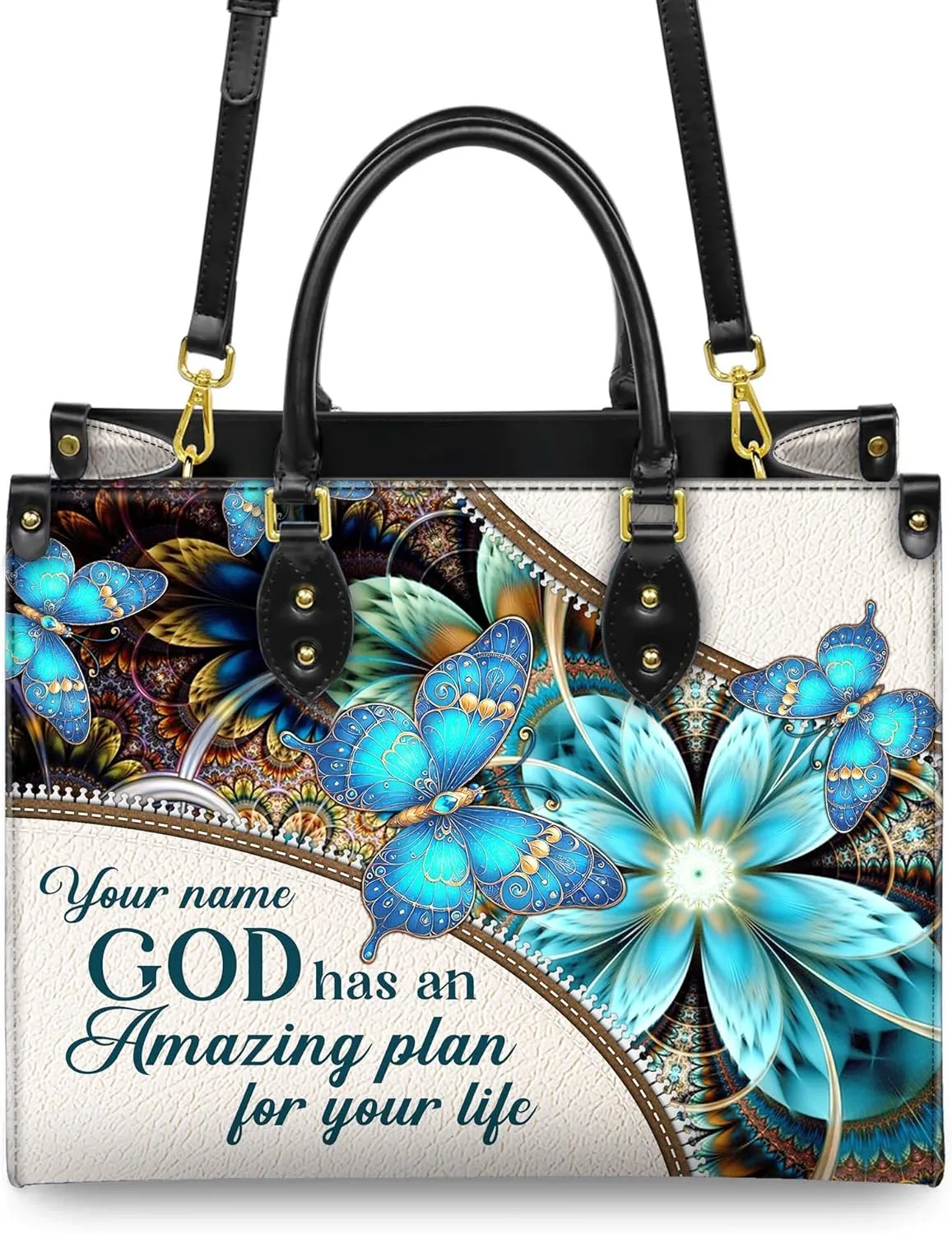 Personalized Leather Handbag for Women – Matching Purse and Wallet Set – Custom Name Church Bags, Mother's Day Gift