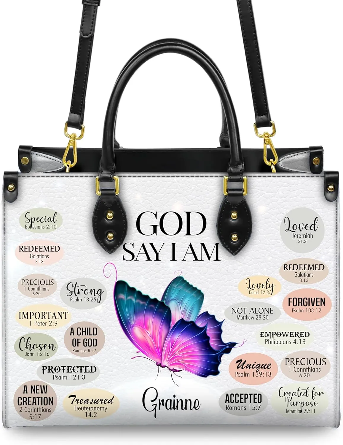 Personalized Leather Handbag for Women – Matching Purse and Wallet Set – Custom Name Church Bags, Mother's Day Gift