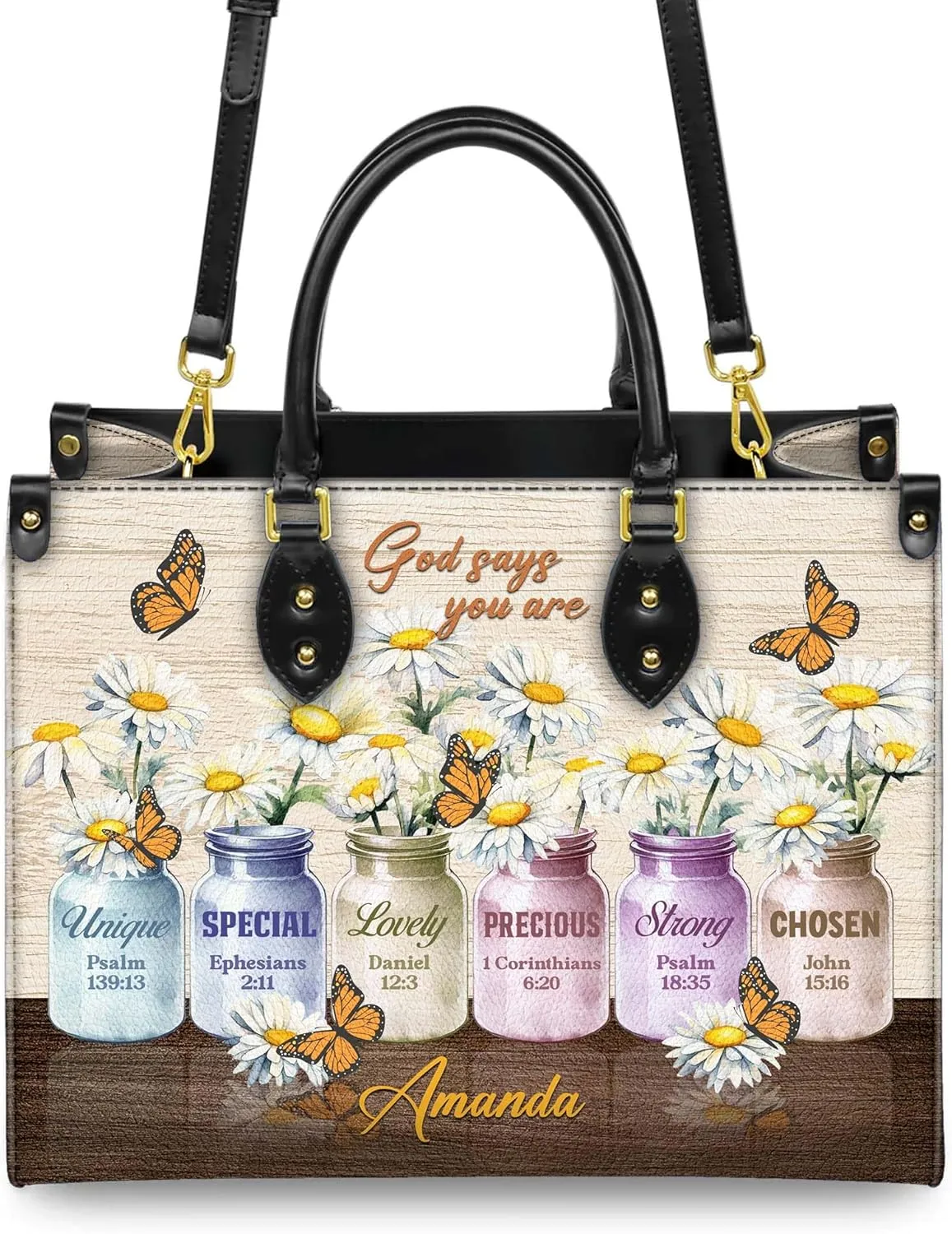 Personalized Leather Handbag for Women – Matching Purse and Wallet Set – Custom Name Church Bags, Mother's Day Gift