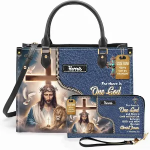 Personalized Leather Handbag for Women – Matching Purse and Wallet Set – Custom Name Church Bags, Mother's Day Gift