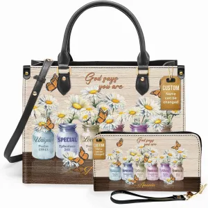 Personalized Leather Handbag for Women – Matching Purse and Wallet Set – Custom Name Church Bags, Mother's Day Gift