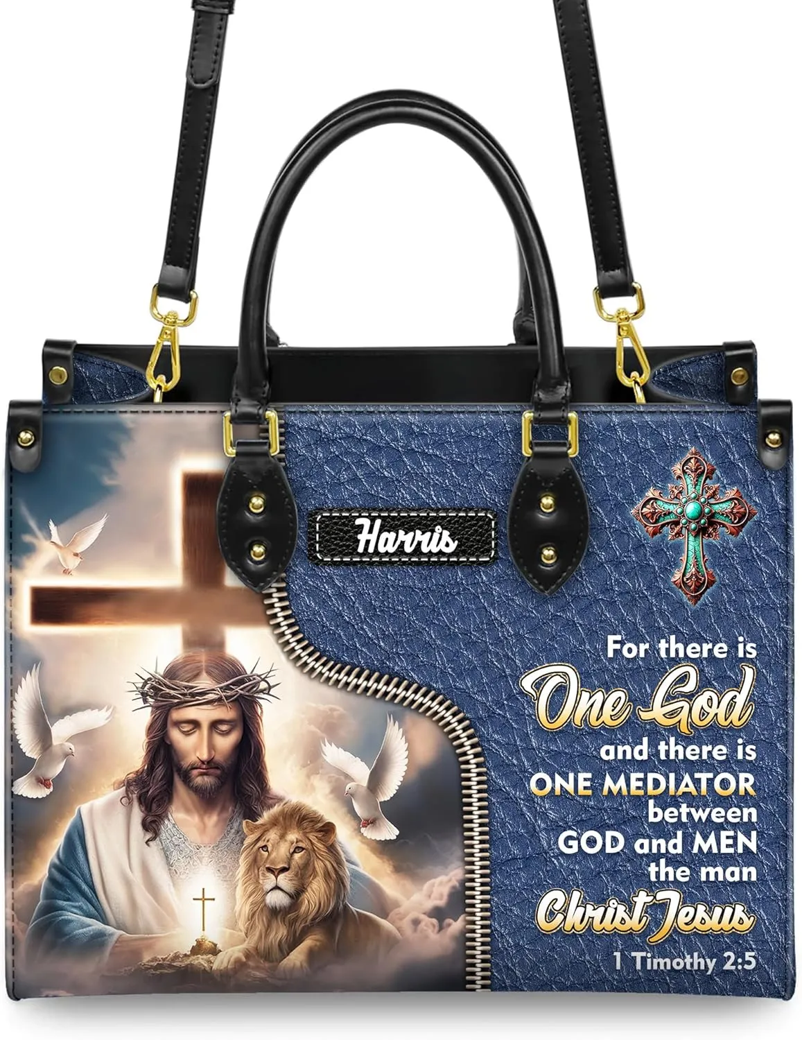 Personalized Leather Handbag for Women – Matching Purse and Wallet Set – Custom Name Church Bags, Mother's Day Gift