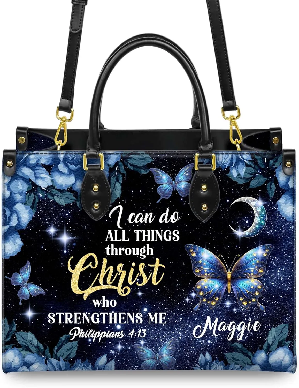 Personalized Leather Handbag for Women – Matching Purse and Wallet Set – Custom Name Church Bags, Mother's Day Gift