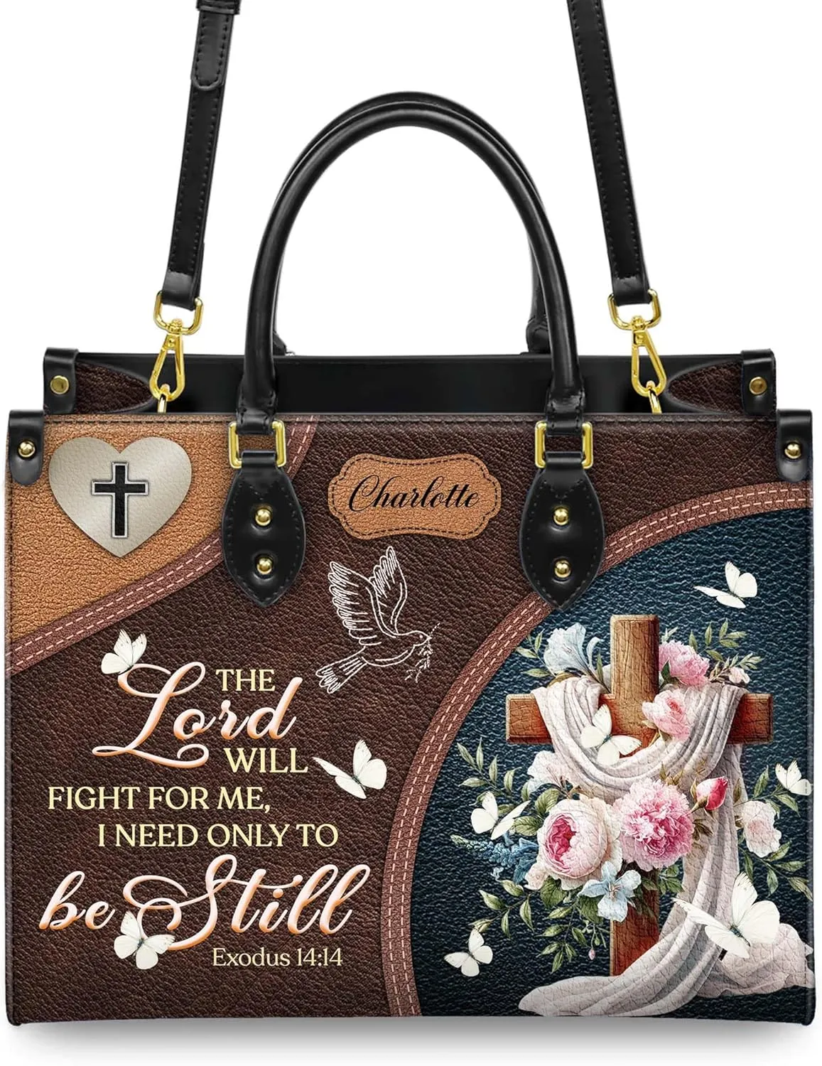Personalized Leather Handbag for Women – Matching Purse and Wallet Set – Custom Name Church Bags, Mother's Day Gift