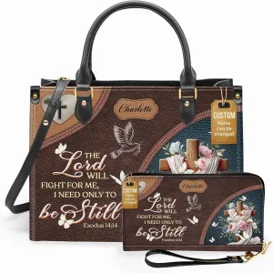 Personalized Leather Handbag for Women – Matching Purse and Wallet Set – Custom Name Church Bags, Mother's Day Gift
