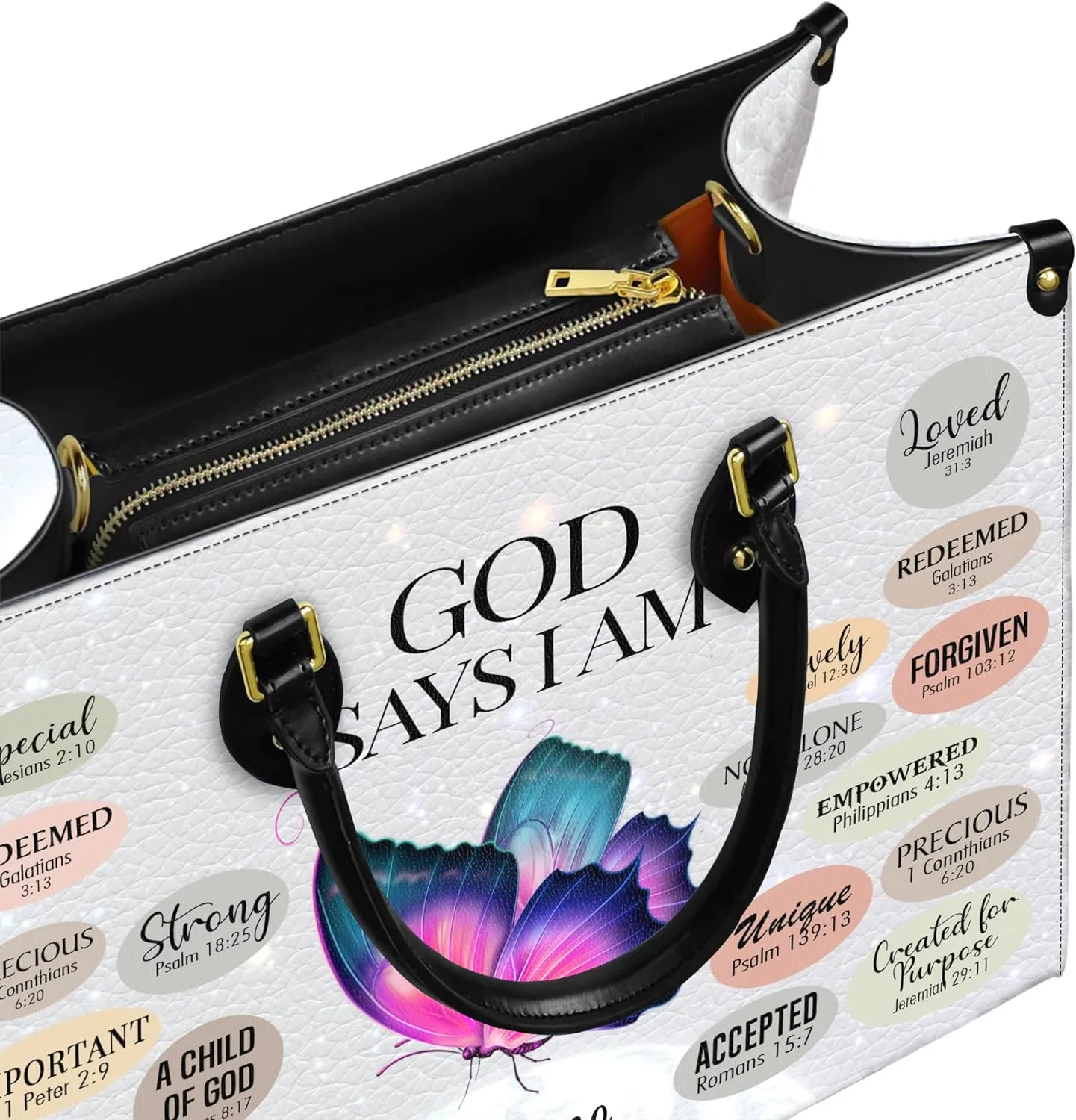 Personalized Leather Handbag with Your Name and Zipper, Perfect Gifts for Christian Gifts For Women - Mother's Day Gifts