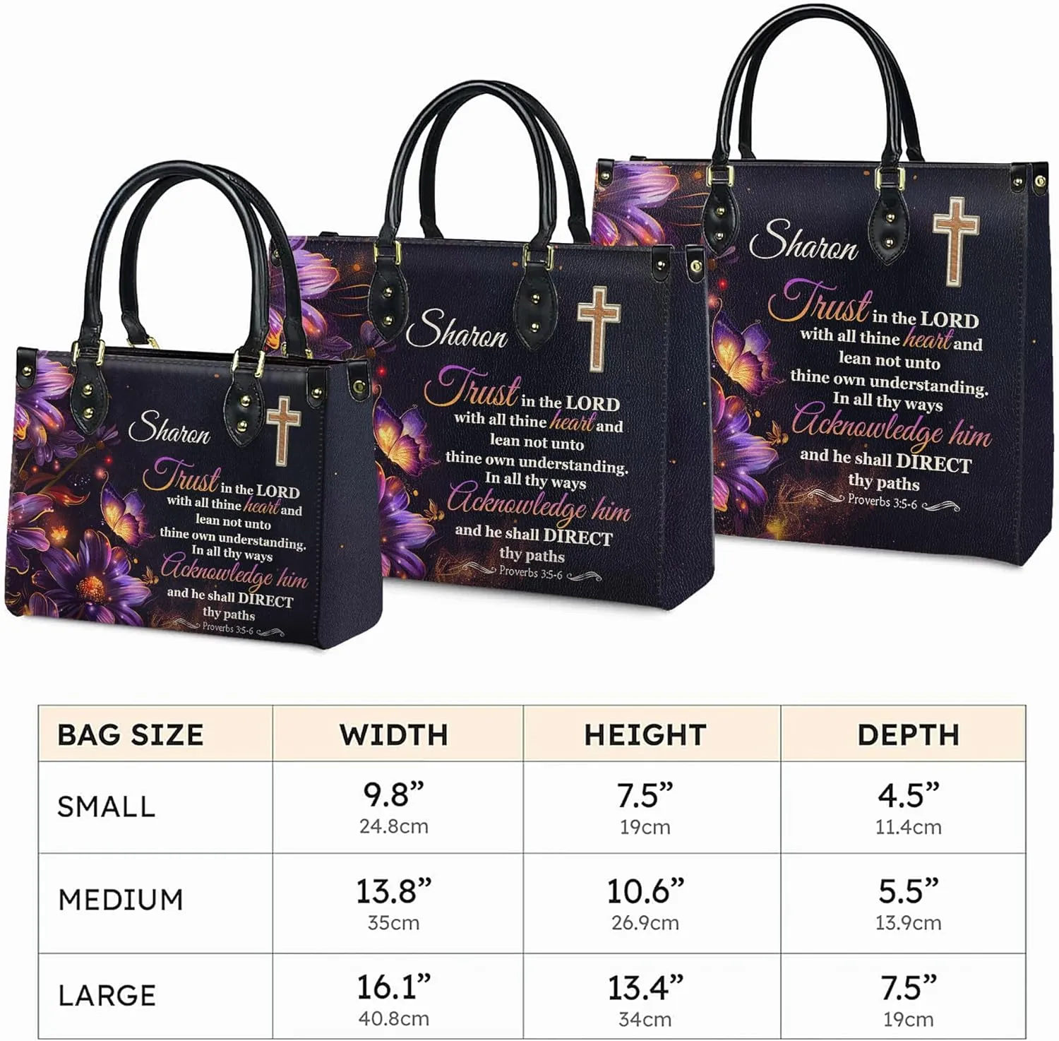 Personalized Leather Handbag with Your Name and Zipper, Perfect Gifts for Christian Gifts For Women - Mother's Day Gifts