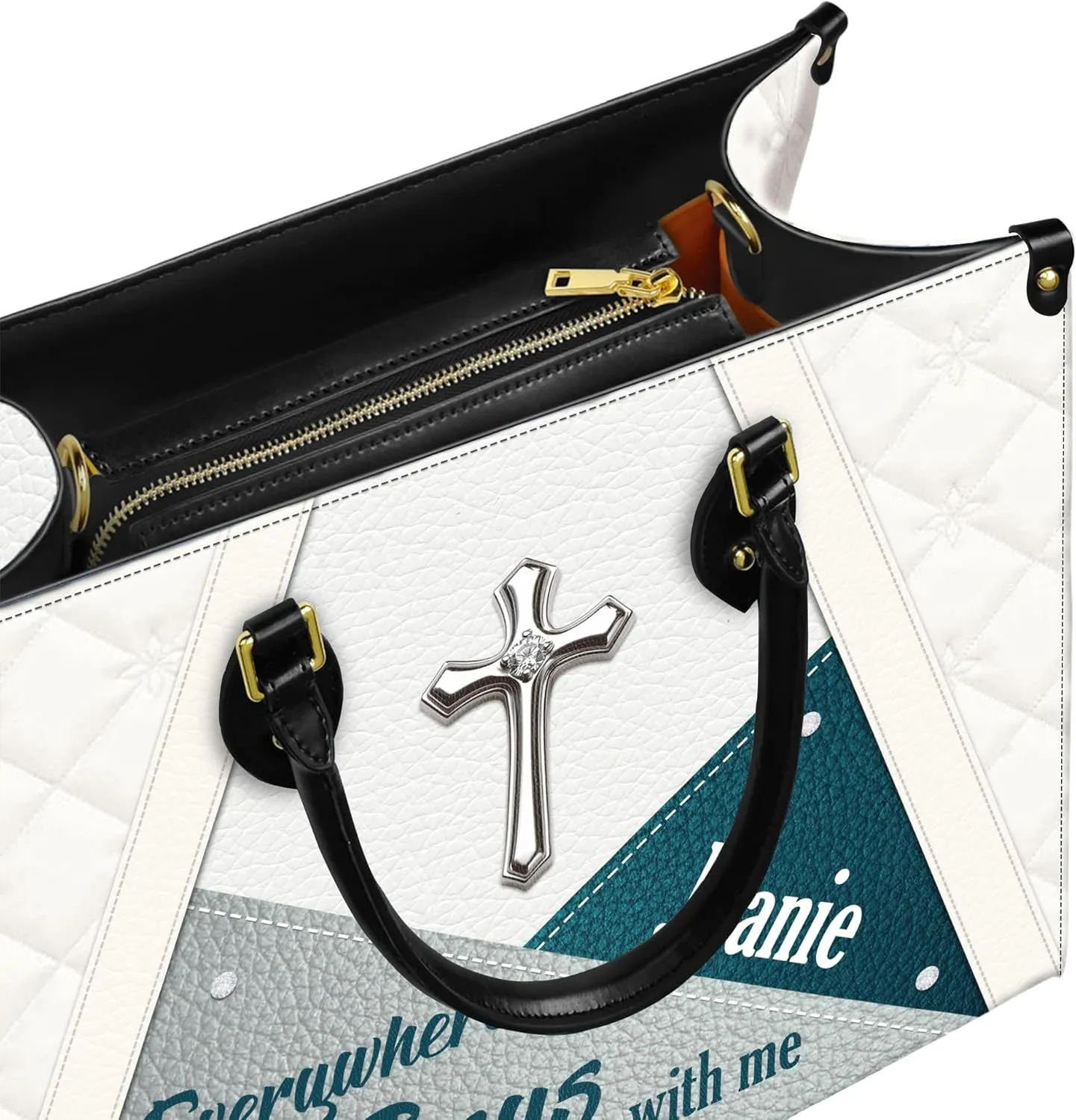 Personalized Leather Handbag with Your Name and Zipper, Perfect Gifts for Christian Gifts For Women - Mother's Day Gifts