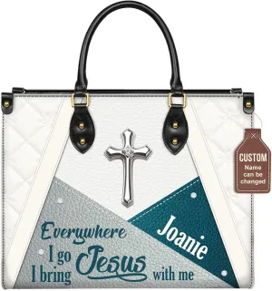 Personalized Leather Handbag with Your Name and Zipper, Perfect Gifts for Christian Gifts For Women - Mother's Day Gifts