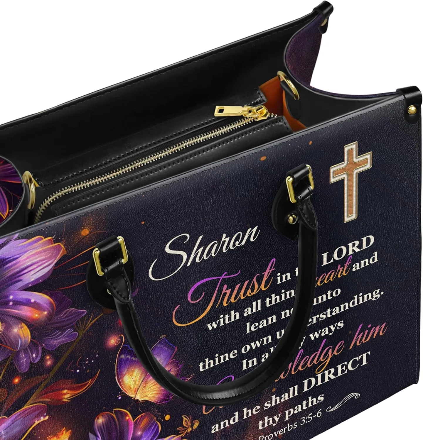 Personalized Leather Handbag with Your Name and Zipper, Perfect Gifts for Christian Gifts For Women - Mother's Day Gifts