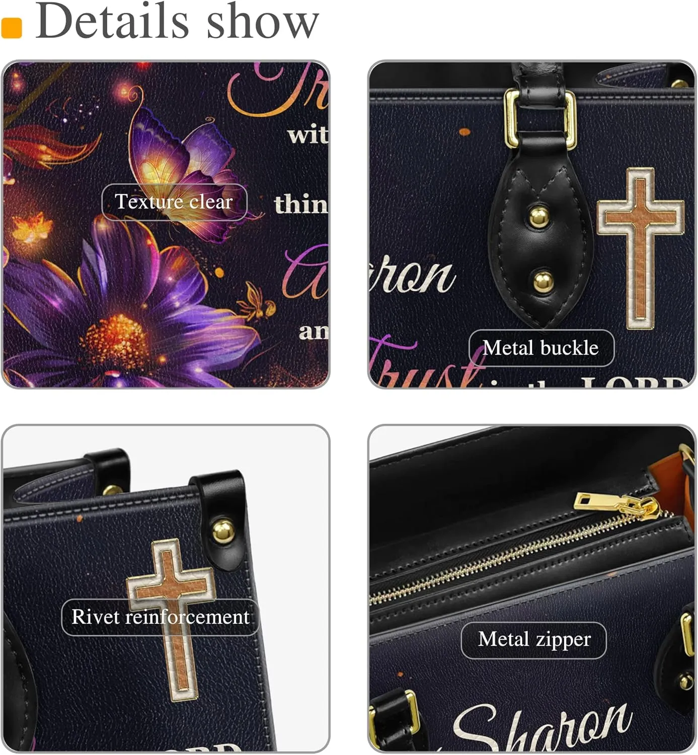 Personalized Leather Handbag with Your Name and Zipper, Perfect Gifts for Christian Gifts For Women - Mother's Day Gifts