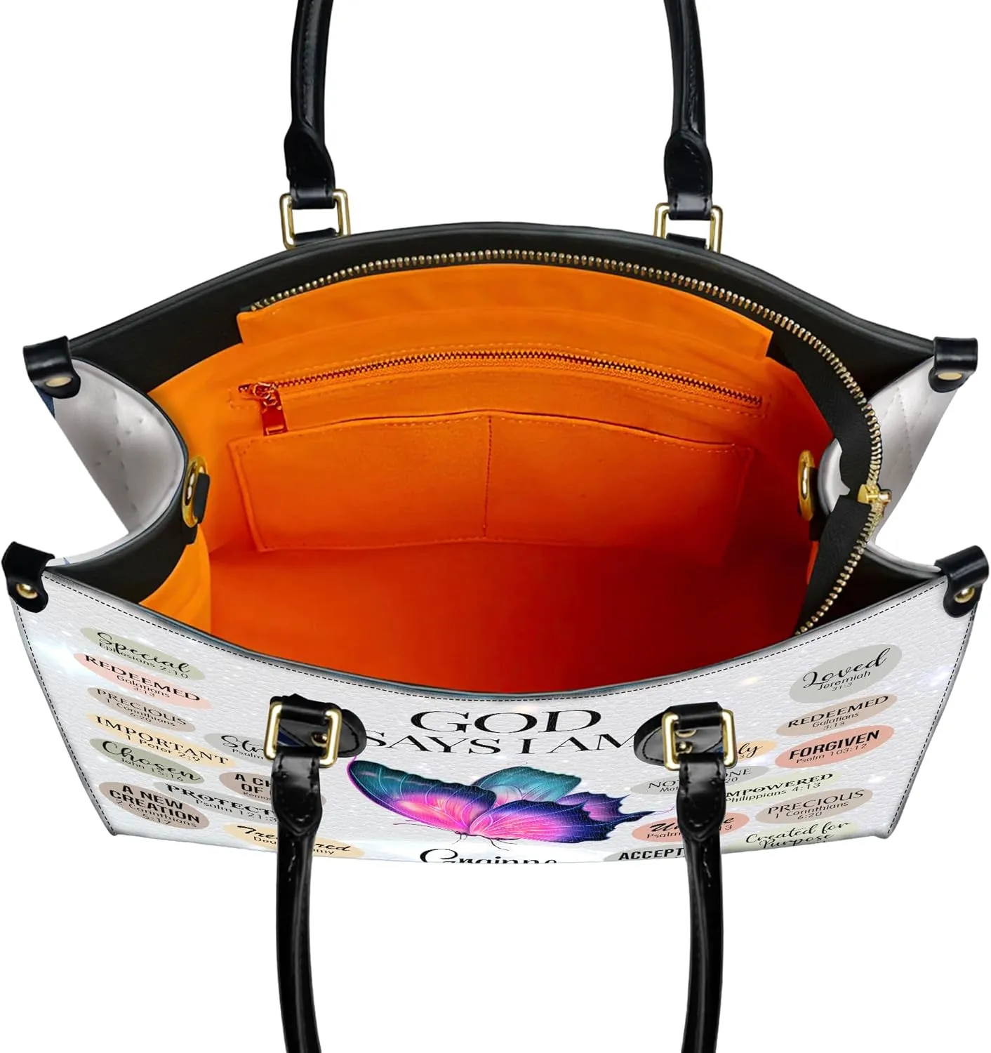 Personalized Leather Handbag with Your Name and Zipper, Perfect Gifts for Christian Gifts For Women - Mother's Day Gifts