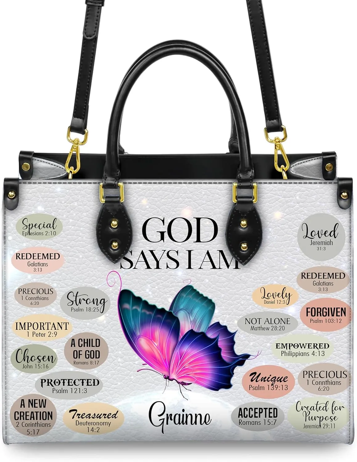 Personalized Leather Handbag with Your Name and Zipper, Perfect Gifts for Christian Gifts For Women - Mother's Day Gifts