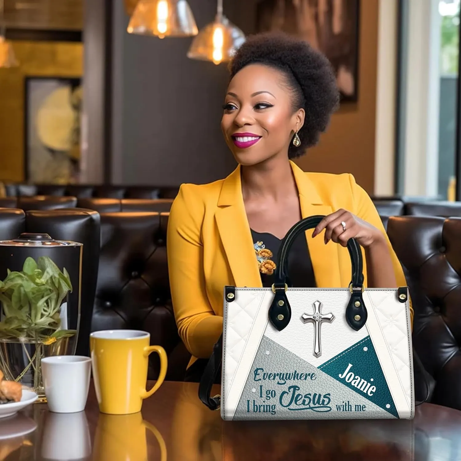Personalized Leather Handbag with Your Name and Zipper, Perfect Gifts for Christian Gifts For Women - Mother's Day Gifts