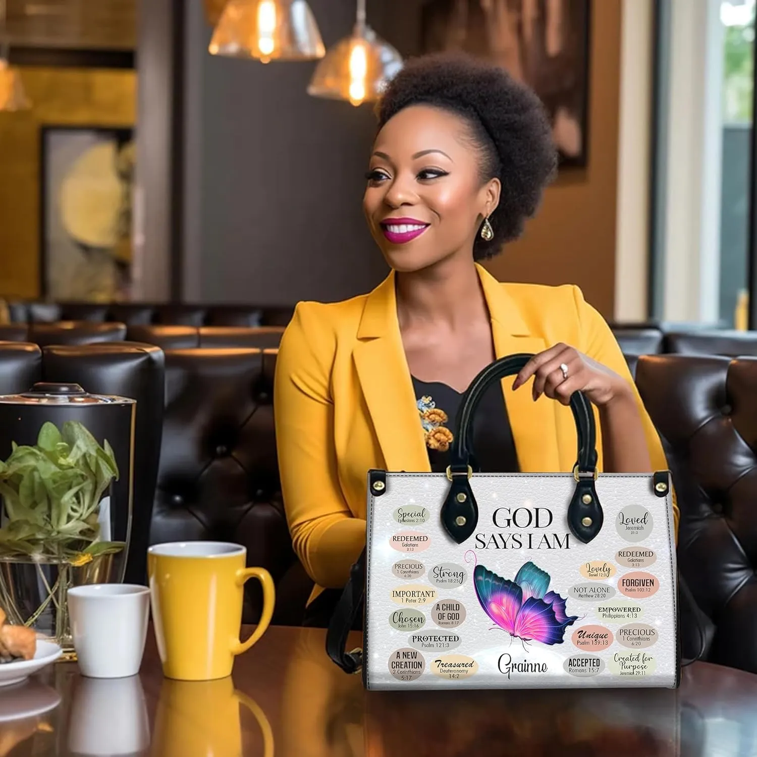 Personalized Leather Handbag with Your Name and Zipper, Perfect Gifts for Christian Gifts For Women - Mother's Day Gifts