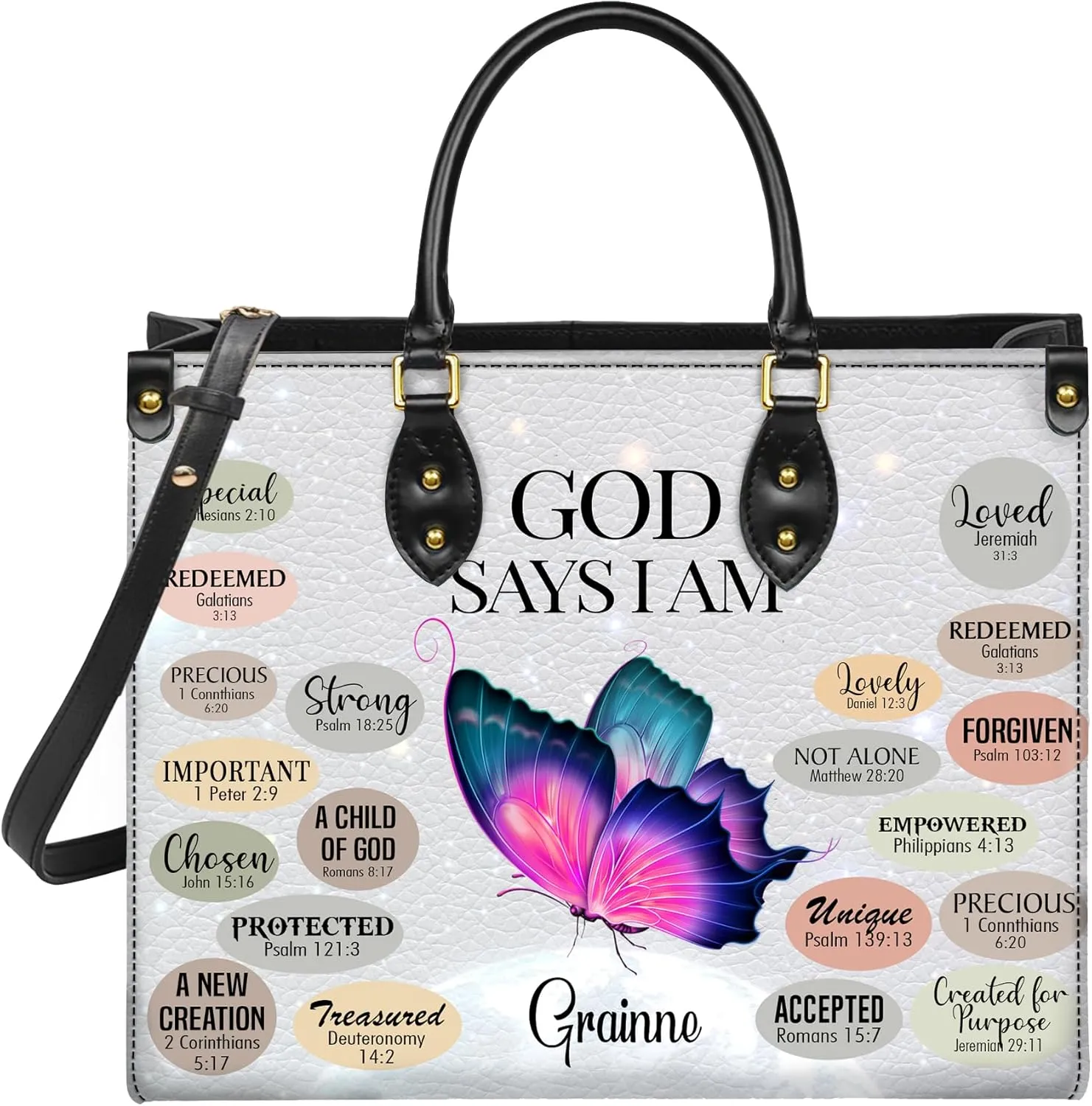 Personalized Leather Handbag with Your Name and Zipper, Perfect Gifts for Christian Gifts For Women - Mother's Day Gifts