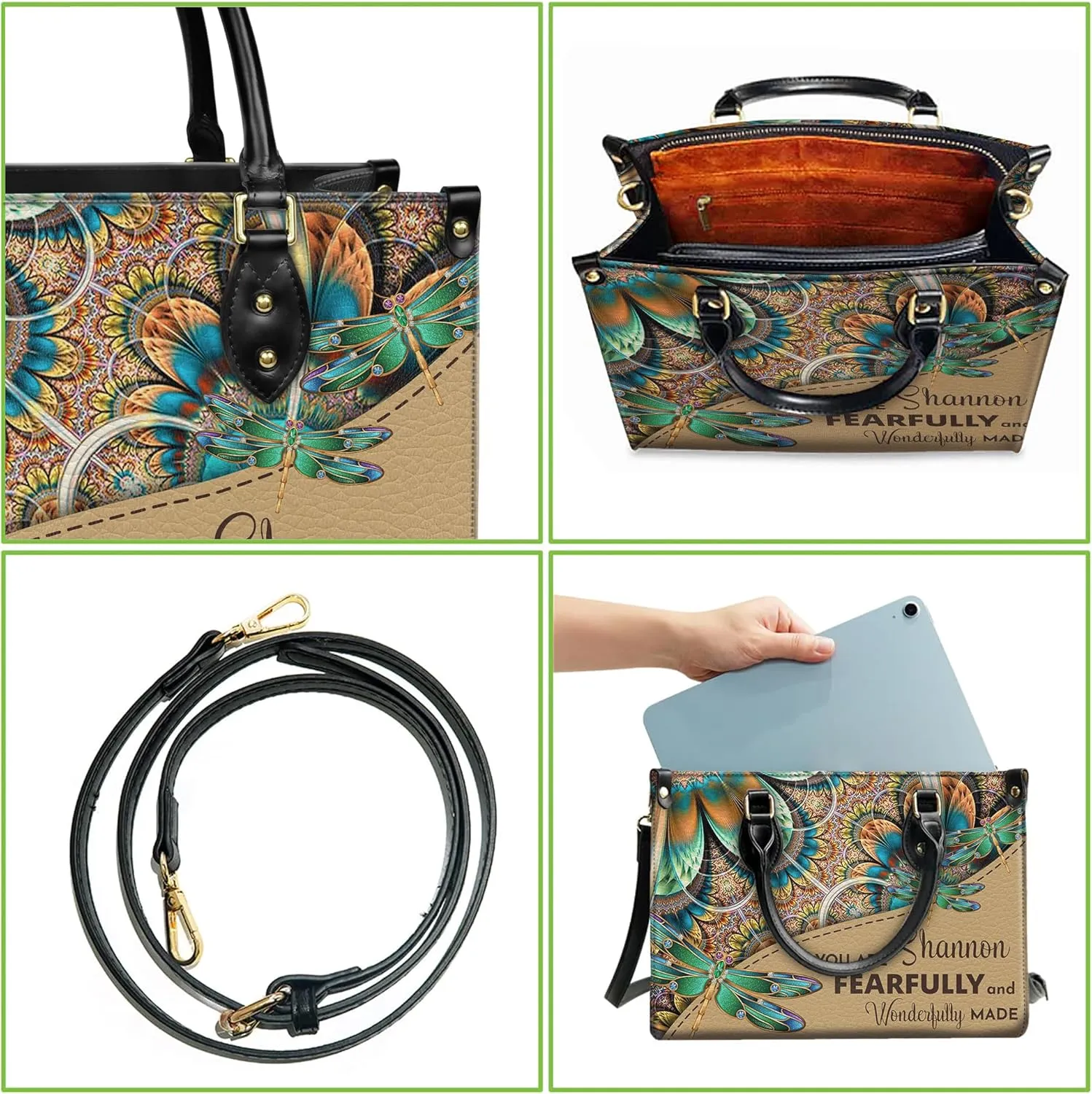 Personalized Leather Handbag with Your Name and Zipper, Perfect Gifts for Christian Gifts For Women - Mother's Day Gifts
