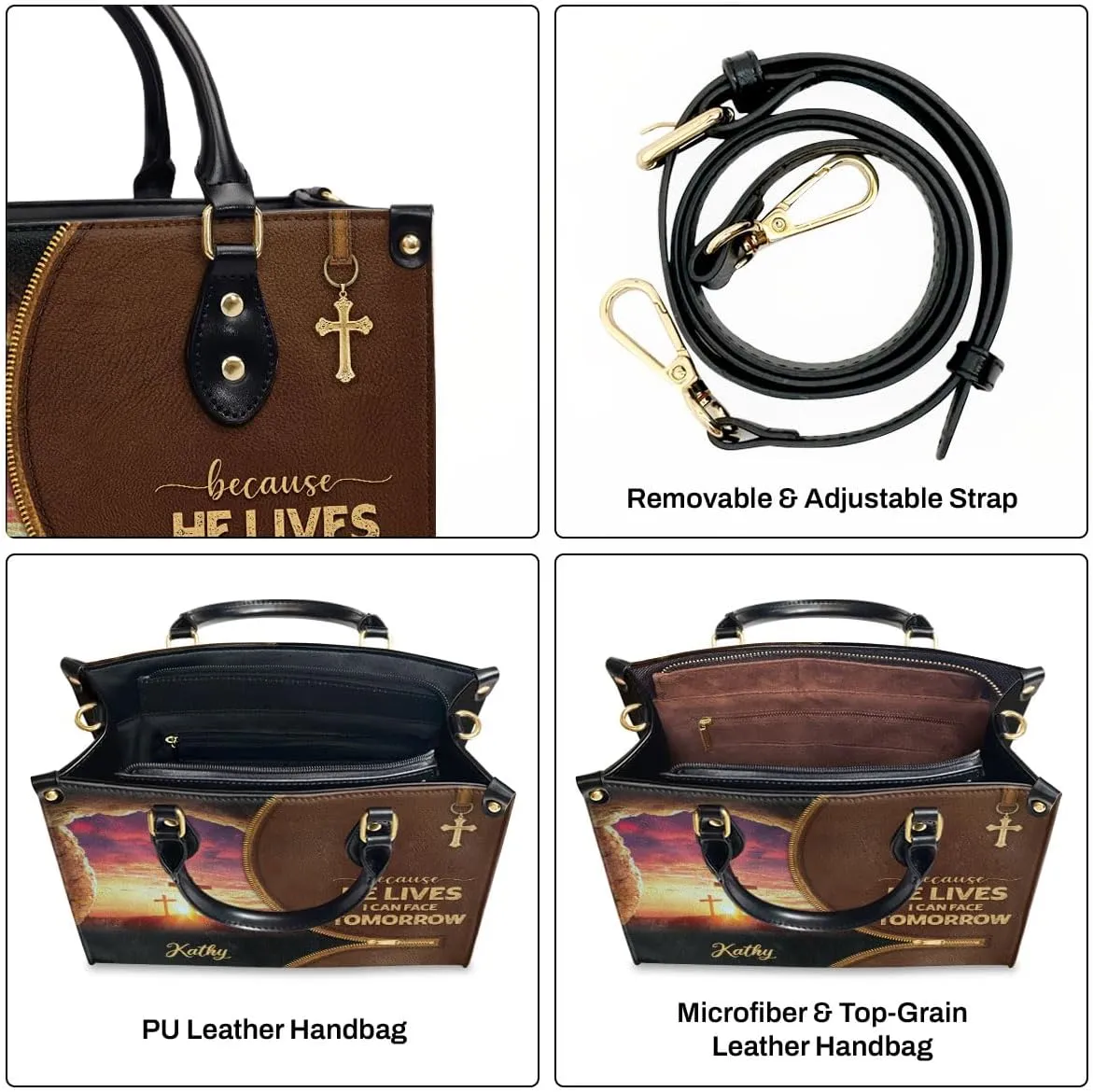 Personalized Leather Handbags For Woman - Christmas Gifts For Women - Christian Gifts