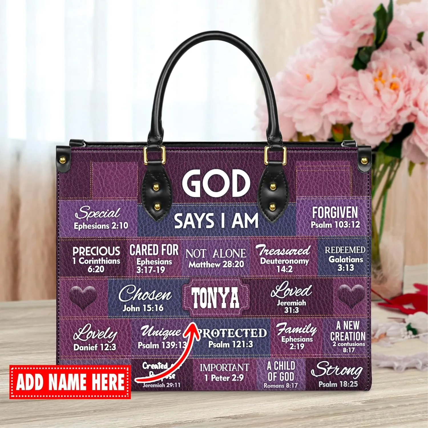 Personalized Leather Handbags with Name & Zipper – Perfect Christian Purses for Women | Ideal Mother's Day Gifts