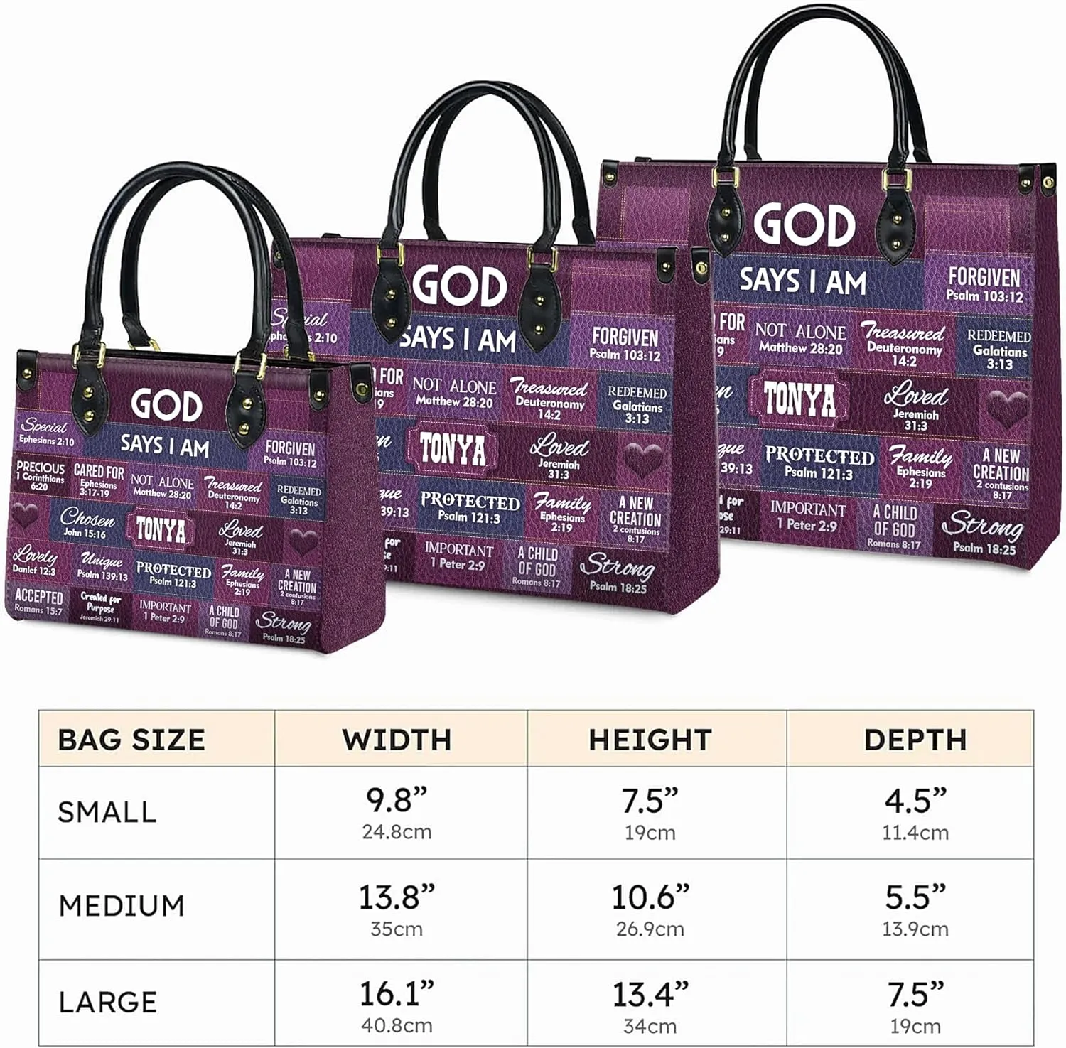 Personalized Leather Handbags with Name & Zipper – Perfect Christian Purses for Women | Ideal Mother's Day Gifts