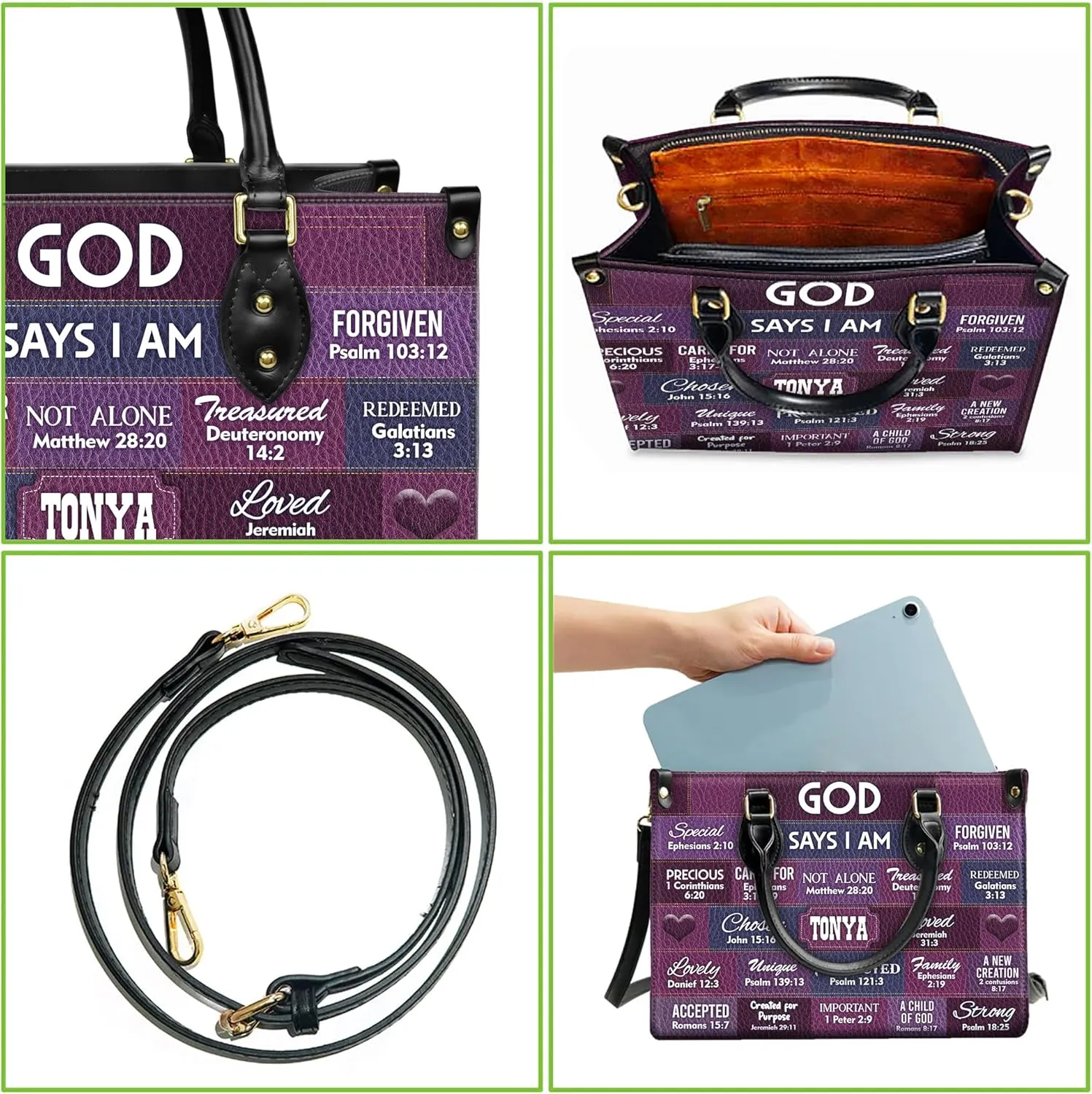 Personalized Leather Handbags with Name & Zipper – Perfect Christian Purses for Women | Ideal Mother's Day Gifts