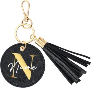 Personalized Leather Keychain Custom Name&Letters Key chain Personalized Key Chain with Tassel for Women Girl
