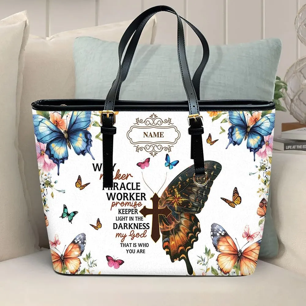 Personalized Leather Tote Bag Custom Name For Women, Mothers Day Birthday Christmas Gifts For Women, Christian Gifts