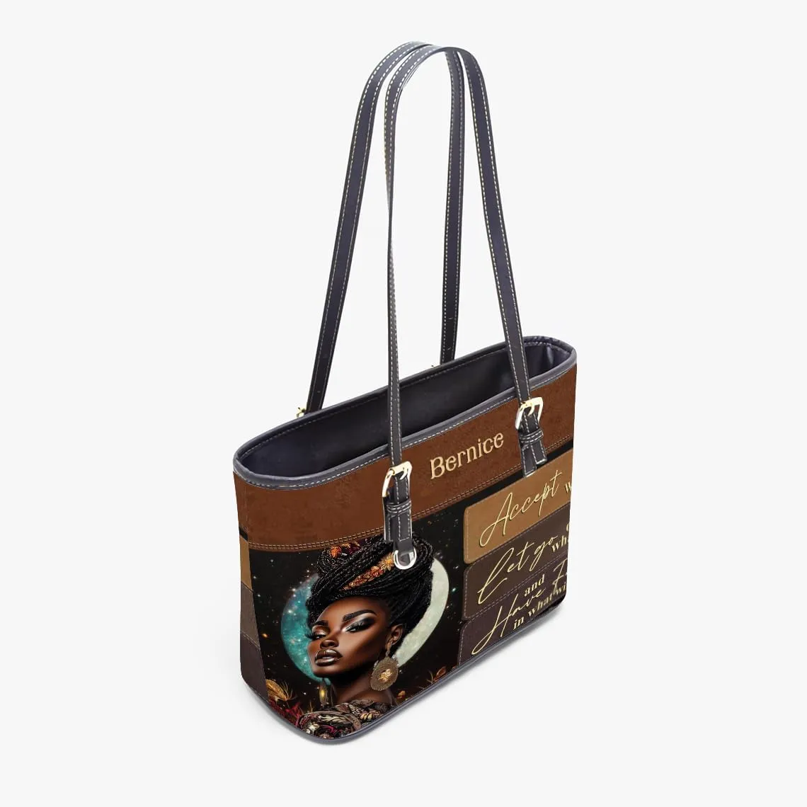 Personalized Leather Tote Bag for Black African Women, Custom Name Handbag, Mother’s Day Birthday & Christmas Gift