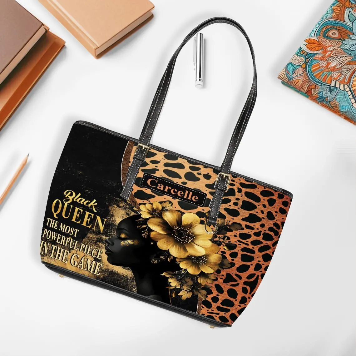 Personalized Leather Tote Bag for Black African Women, Custom Name Handbag, Mother’s Day Birthday & Christmas Gift