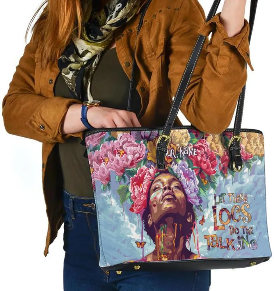 Personalized Leather Tote Bag for Black African Women, Custom Name Handbag, Mother’s Day Birthday & Christmas Gift