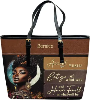 Personalized Leather Tote Bag for Black African Women, Custom Name Handbag, Mother’s Day Birthday & Christmas Gift