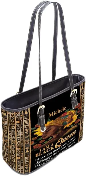 Personalized Leather Tote Bag for Black African Women, Custom Name Handbag, Mother’s Day Birthday & Christmas Gift