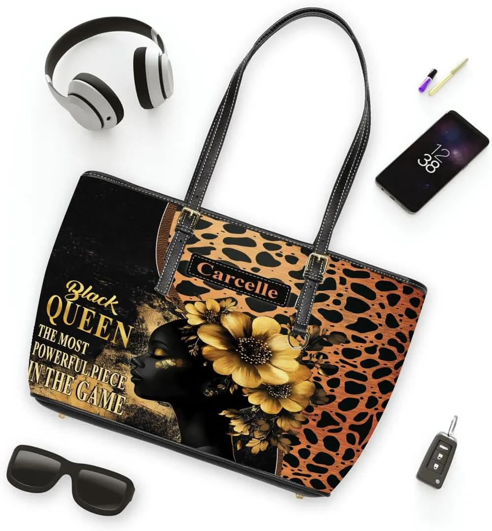 Personalized Leather Tote Bag for Black African Women, Custom Name Handbag, Mother’s Day Birthday & Christmas Gift
