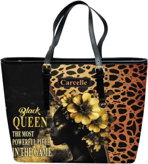 Personalized Leather Tote Bag for Black African Women, Custom Name Handbag, Mother’s Day Birthday & Christmas Gift