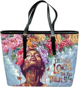 Personalized Leather Tote Bag for Black African Women, Custom Name Handbag, Mother’s Day Birthday & Christmas Gift