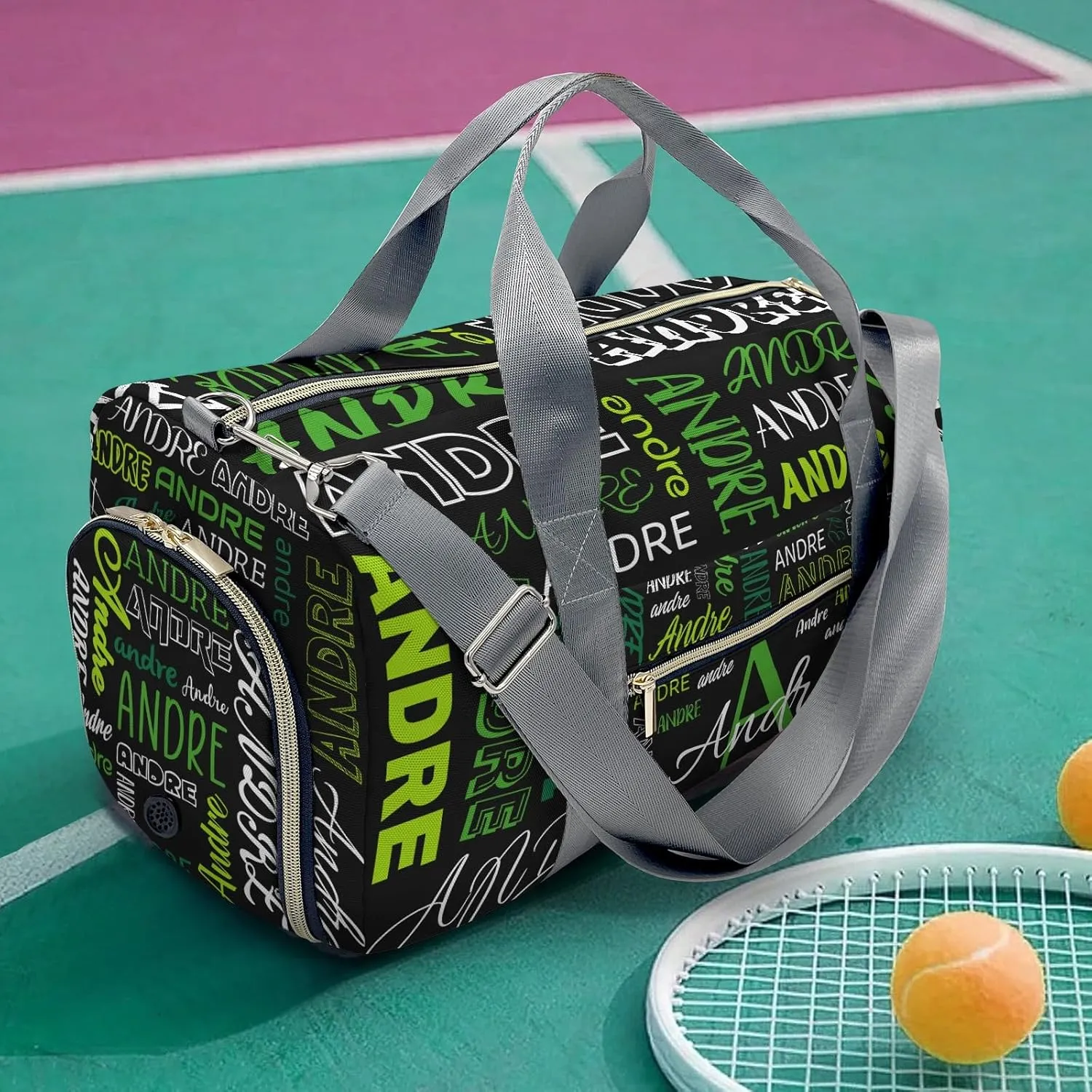 Personalized Luggage Bag Black Green Customized Travel Bag with Name Sports Bag Dance Bag Weekend Vacation Gym Bag