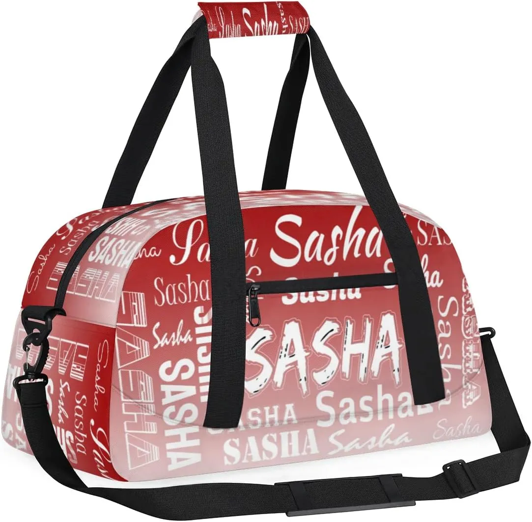 Personalized Name Dance Bag Cheer Gymnastics Bags, Custom Duffel Bag Cheer Bags, Custom Sport Duffel Gym Bags Deep Red Gradient Travel Overnight Weekender Bags