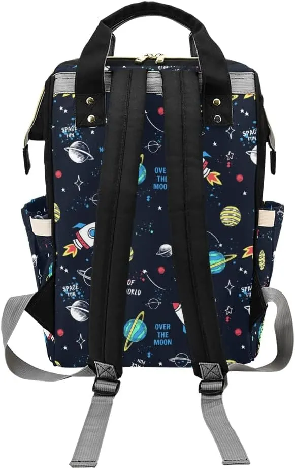 Personalized Name Diaper Bag Backpack Space Planet Rocket Multifunction Travel Backpack Nappy Bag Daypack for Mom Dad Boy Girl