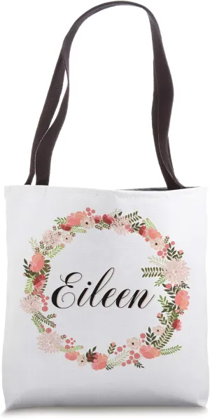 Personalized Name Eileen Floral Flourish Bridesmaid Shopping Tote Bag