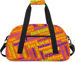 Personalized Name Gym Duffel Bags for Girls Kids Boys with Custom Sport Dance Perform Training Bags for Overnight Weekender Travel,Orange