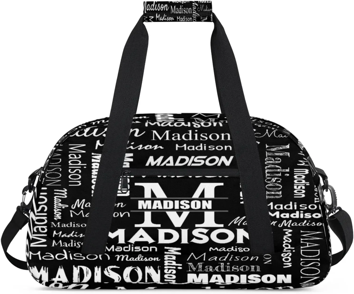 Personalized Name Sports Duffel Bags, Gym Dance Duffel Bag Sleepover Weekender Training Bags Travel Duffel Bag, Black