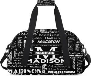Personalized Name Sports Duffel Bags, Gym Dance Duffel Bag Sleepover Weekender Training Bags Travel Duffel Bag, Black