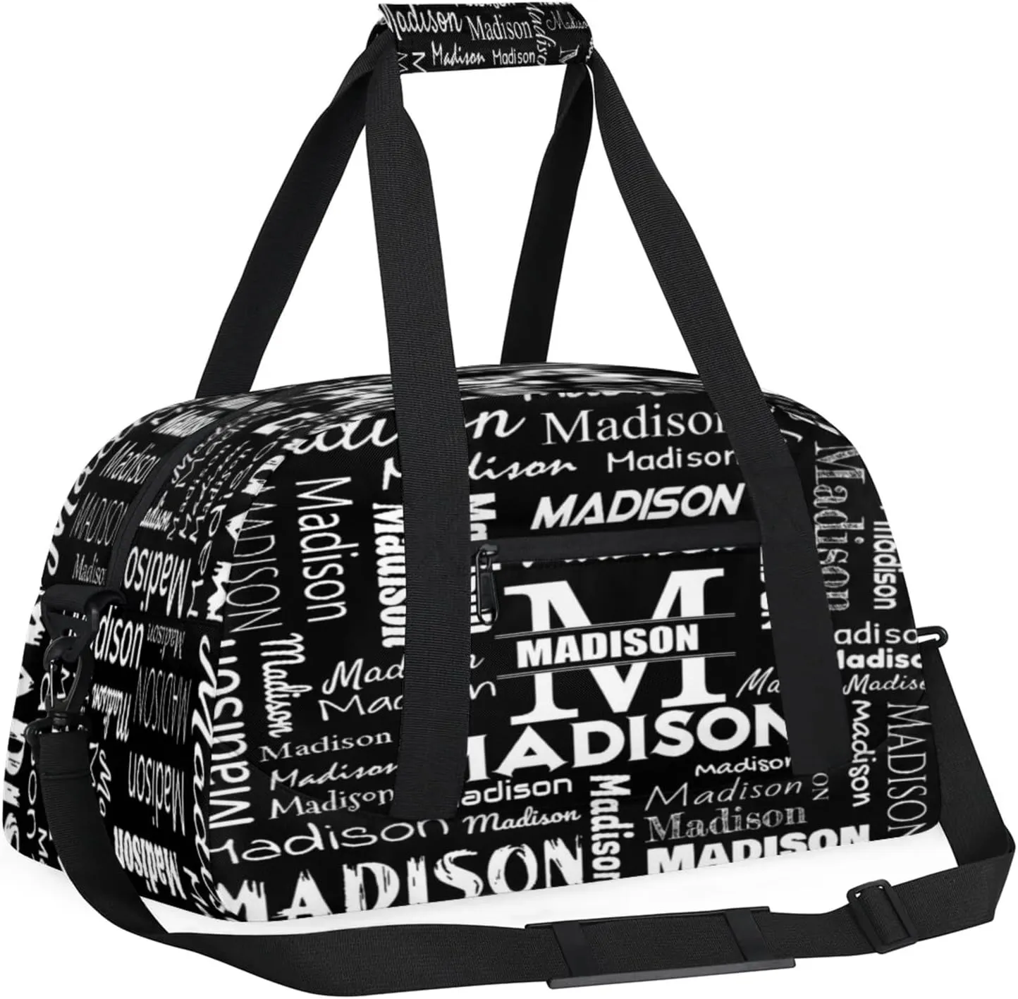 Personalized Name Sports Duffel Bags, Gym Dance Duffel Bag Sleepover Weekender Training Bags Travel Duffel Bag, Black
