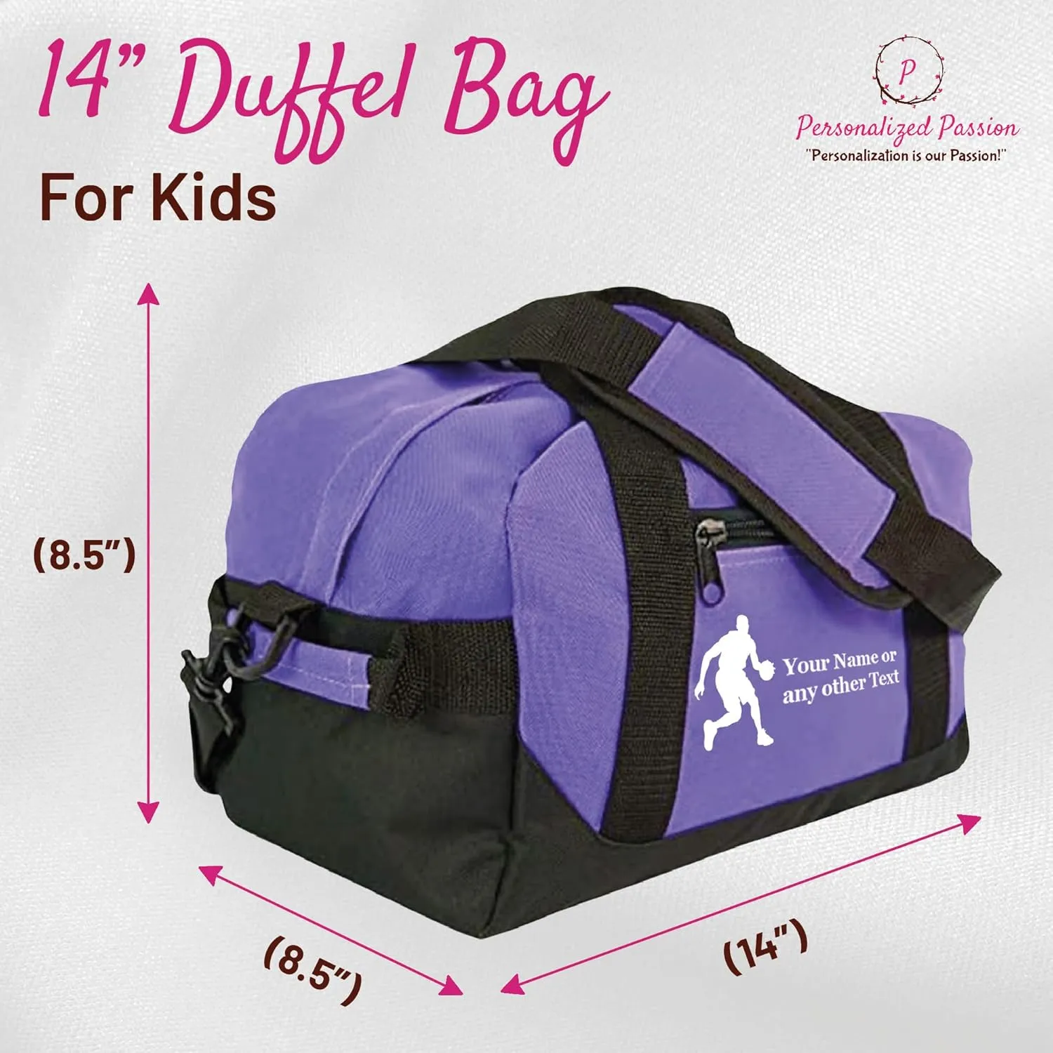 Personalized Passion Passion Custom Small Sports Duffel Bags for Kids - 14” Waterproof Travel Duffle with Name & Martial Arts Design - Red Two-Toned Kids Weekender Bag for Boys and Girls