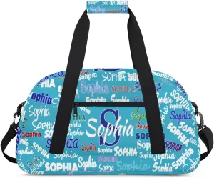 Personalized Sports Bag for Boys, Custom Sport Gym Cheerleading Duffel Bag Weekender Bags Travel Duffel Bag, Sky Blue Solid Color