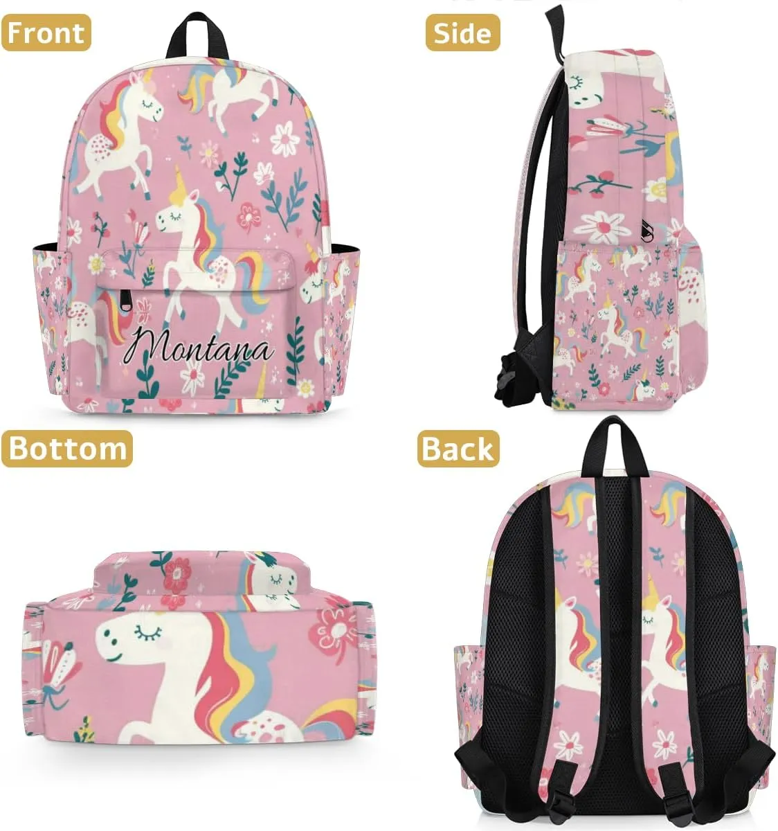 Personalized Toddler Backpack Girl Little Backpacks Animal Unicorn Cartoon Travel Bag for Kids Girls Preschool Elementary School Bookbag