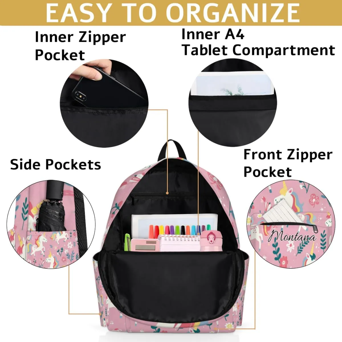 Personalized Toddler Backpack Girl Little Backpacks Animal Unicorn Cartoon Travel Bag for Kids Girls Preschool Elementary School Bookbag