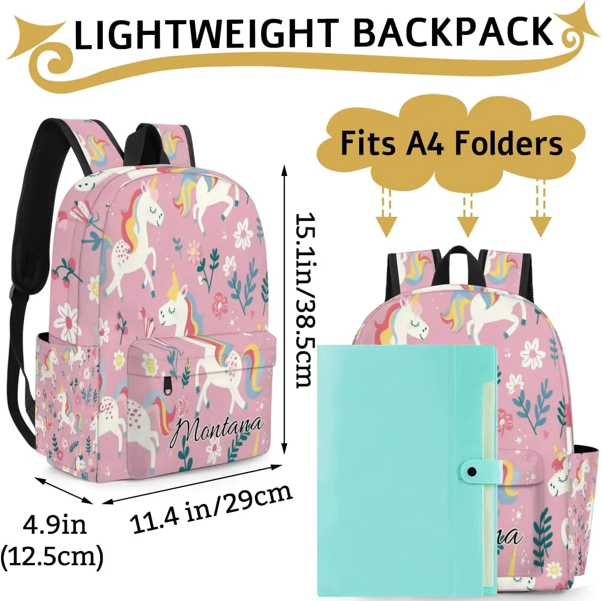 Personalized Toddler Backpack Girl Little Backpacks Animal Unicorn Cartoon Travel Bag for Kids Girls Preschool Elementary School Bookbag
